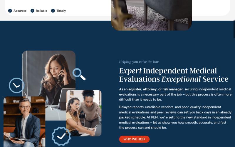 PEN homepage, services section